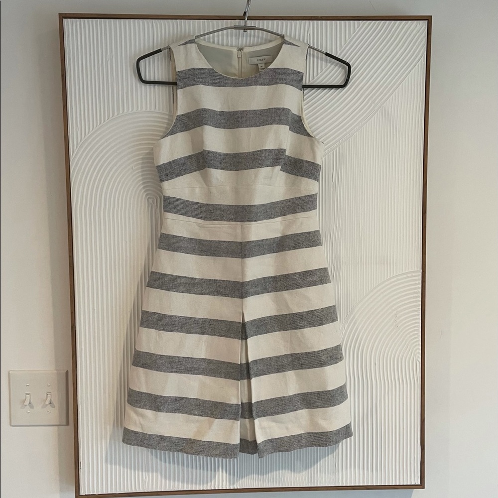 J.Crew womens linen cotton sleeveless striped sheath dress size 2 petite new